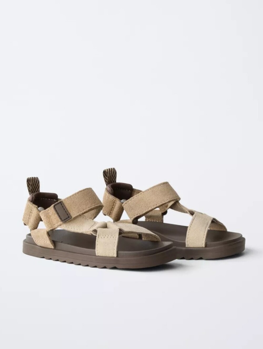 Zara Kids NWT Tan Leather Technical Sandals EUR 27 US 10.5 Gorpcore